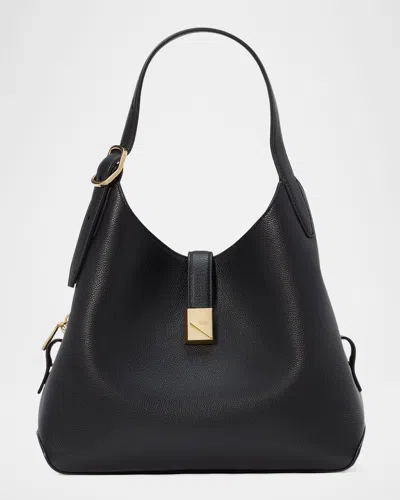 Kate Spade Deco Pebbled Leather Shoulder Bag In Black