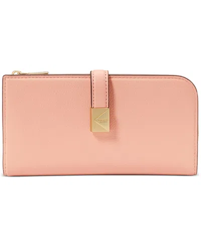 Kate Spade Deco Pebbled Leather Zip Slim Wallet In Orange