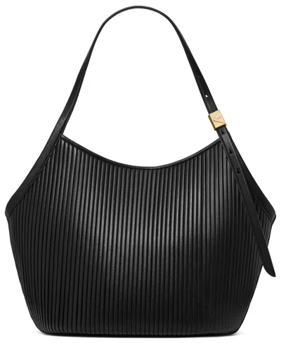 Kate Spade Deco Pleated Tulip Extra-large Tote Handbag In Black