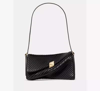 Kate Spade Deco Pleated Twisted Flap Shoulder Bag In Black