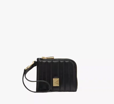 Kate Spade Deco Quilted Coin Card Case Wristlet In Black