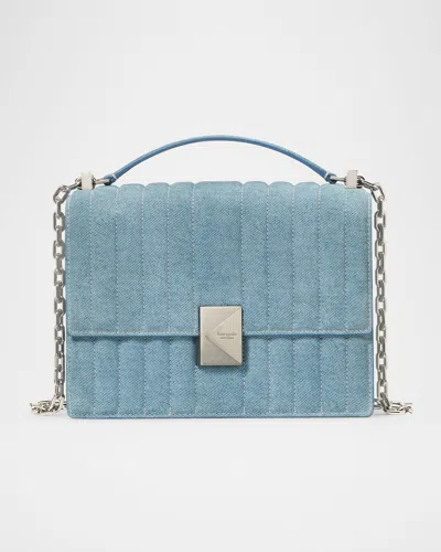 Kate Spade Deco Quilted Denim Suede Shoulder Bag