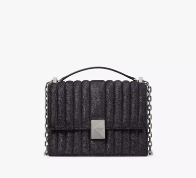 Kate Spade Deco Quilted Glitter Suede Chain Shoulder Bag In Navy