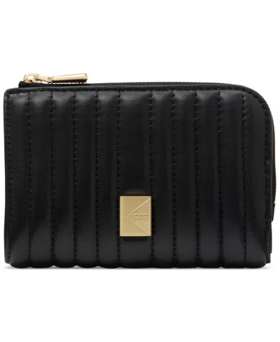 Kate Spade Deco Quilted Leather Compact Wallet In Black
