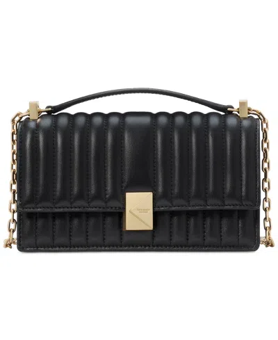 Kate Spade Deco Quilted Leather Mini Flap Chain Crossbody Bag In Black