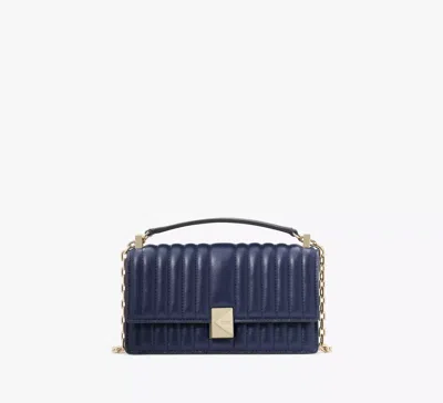 Kate Spade Deco Quilted Mini Flap Chain Crossbody In Parisian Navy