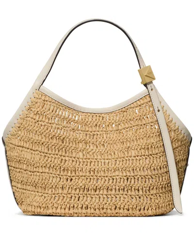 Kate Spade Deco Straw Medium Tulip Tote Bag In Brown