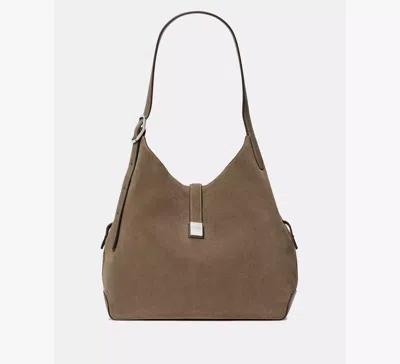 Kate Spade Deco Suede Large Shoulder Bag In Driftwood