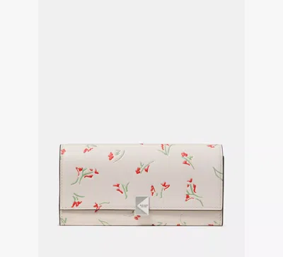 Kate Spade Deco Vibrant Buds Large Flap Wallet In White
