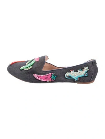 Pre-owned Kate Spade Denim Graphic Print Loafers In Multicolor