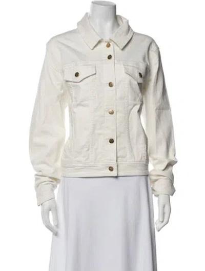 Pre-owned Kate Spade Denim Jacket In White