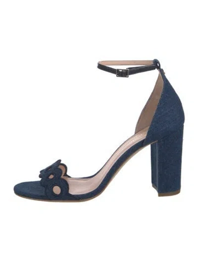 Pre-owned Kate Spade Denim Lasercut Accents Sandals In Blue