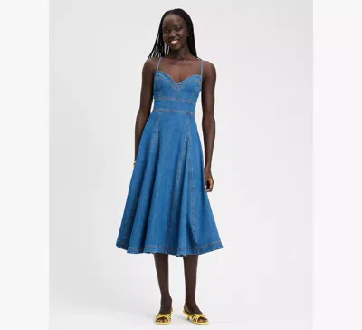 Kate Spade Denim Midi Dress In Blue
