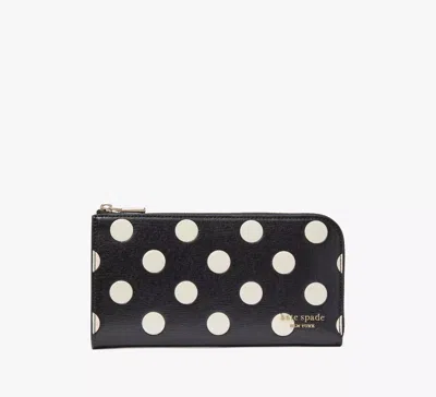 Kate Spade Devin Breezy Dot Zip Around Continental Wallet In Black