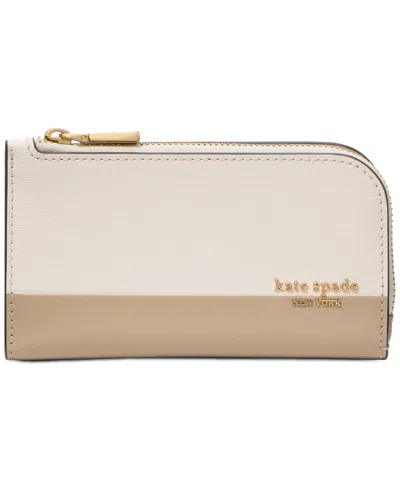 Kate Spade Devin Colorblocked Saffiano Leather Slim Bifold Wallet In Timeless T