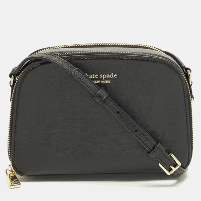 Pre-owned Kate Spade Devin Double Zip Black Leather Dome Crossbody Bag