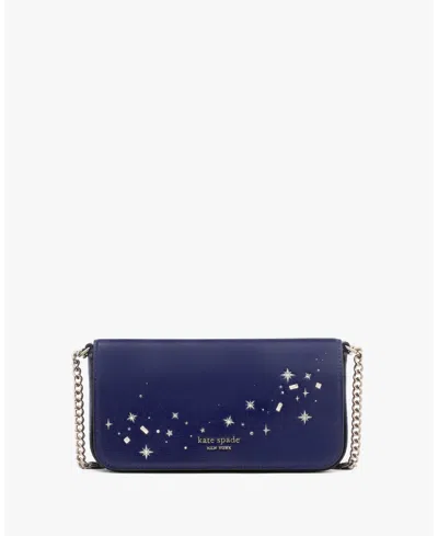 Kate Spade Devin Embellished Flap Chain Wallet In Deep Lake