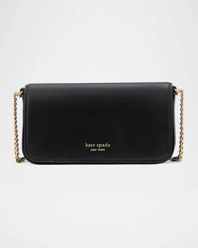 Kate Spade Devin Flap Leather Crossbody Bag In Black