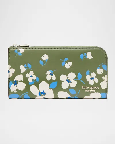Kate Spade Devin Painterly Bouquet Embossed Leather Continental Wallet