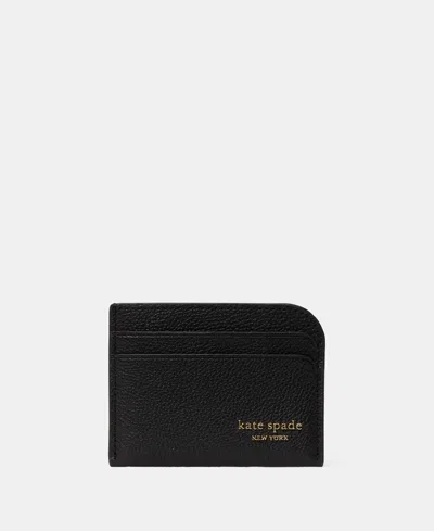Kate Spade Devin Pebbled Leather Card Holder In Black