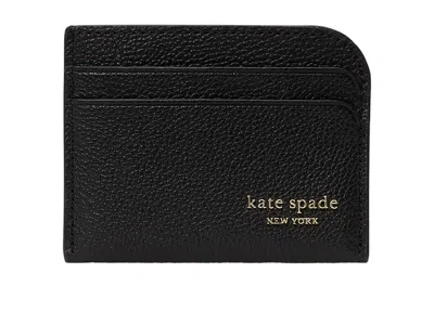 Kate Spade Devin Pebbled Leather Card Holder Wallet Handbags Black: One Size
