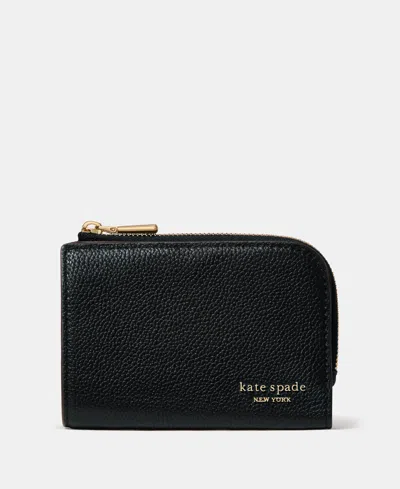 Kate Spade Devin Pebbled Leather Compact Wallet In Black
