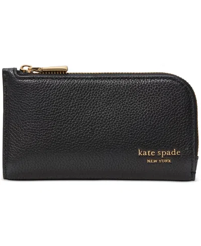 Kate Spade Devin Pebbled Leather Small Slim Bifold Wallet In Black