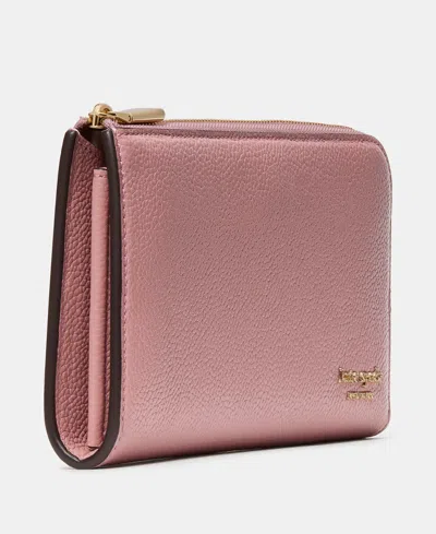Kate Spade Devin Pebbled Leather Small Slim Bifold Wallet In Pink