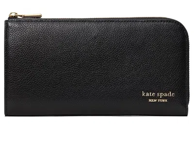 Kate Spade Devin Pebbled Leather Zip Around Continental Wallet Wallet Handbags Black: One Size