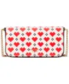 Kate Spade Devin Pixel Heart Embossed Saffiano Leather Small Chain Wallet Crossbody In Cream Multi