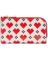 Kate Spade Devin Pixel Hearts Embossed Saffiano Leather Zip-around Continental Wallet In Cream Multi