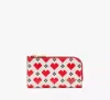 Kate Spade Devin Pixel Hearts Small Slim Bifold Wallet In Cream