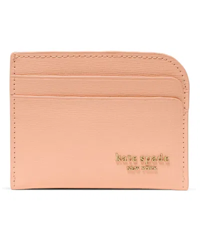 Kate Spade Devin Saffiano Leather Card Holder In Light Cant