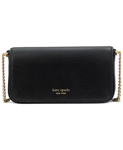 Kate Spade Devin Saffiano Leather Flap Chain Wallet In Black