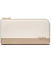 Kate Spade Devin Colorblocked Saffiano Leather Slim Bifold Wallet In Timeless T