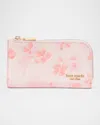 Kate Spade Devin Small Spring Pansies Leather Bifold Wallet In Blush Cloud Multi