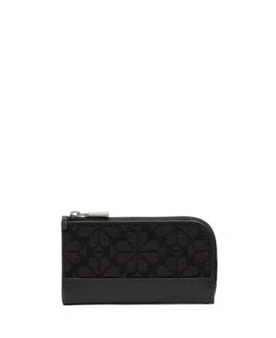 Kate Spade Devin Spade Flower Jacquard Small Bifold Wallet In Black