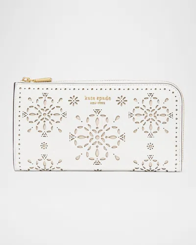 KATE SPADE DEVIN SPADE FLOWER PERFORATED LEATHER CONTINENTAL WALLET