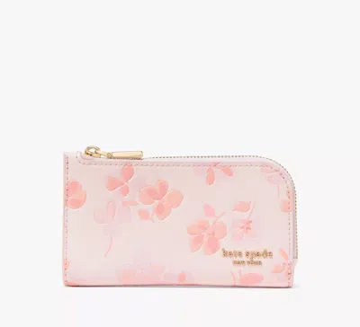 Kate Spade Devin Spring Pansies Small Bifold Wallet In Blush Cloud