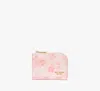 Kate Spade Devin Spring Pansies Zip Card Case In Blush Cloud
