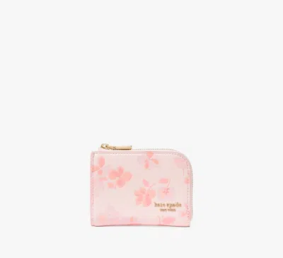 Kate Spade Devin Spring Pansies Zip Card Case In Blush Cloud