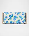 Kate Spade Devin Springtime Blooms Leather Wallet On Chain In Cream Multi