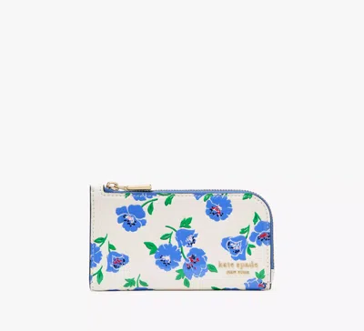 Kate Spade Devin Springtime Blooms Small Slim Bifold Wallet In Cream