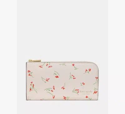 Kate Spade Devin Vibrant Buds Zip Around Continental Wallet In Neutral