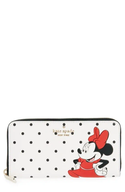 Kate Spade Disney Large Leather Continental Wallet In White Multi