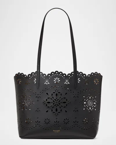 KATE SPADE DO IT ALL SPADE FLOWER PERFORATED LEATHER TOTE BAG