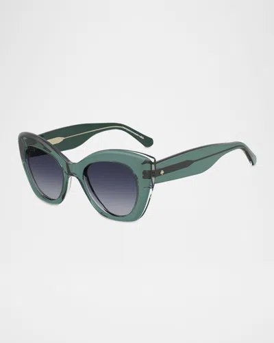 Kate Spade Dominica Rectangle Acetate Sunglasses In Green