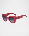 Kate Spade Dominica Rectangle Acetate Sunglasses In Red