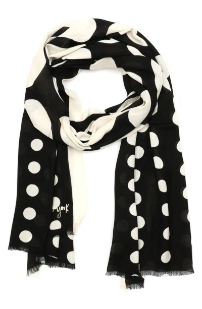 Kate Spade Dots & Bubbles Oblong Scarf In Black/ Cream