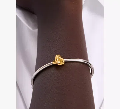 Kate Spade Double Knot Hinged Bangle In Silver Gold